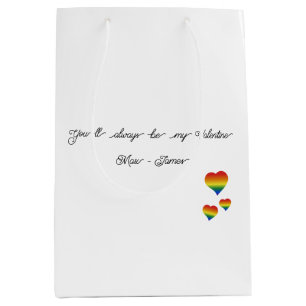 You'll Always Be My Valentine LGBT Hearts Flag Medium Gift Bag