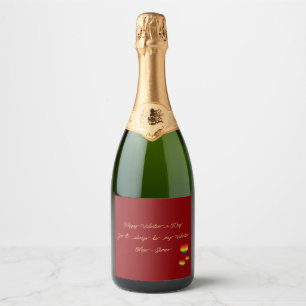 You'll Always Be My Valentine LGBT Hearts Flag Sparkling Wine Label