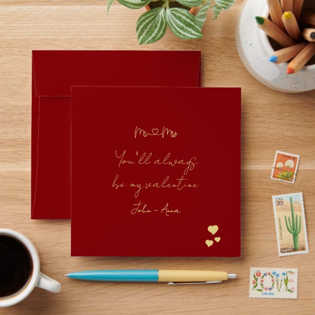 You'll Always Be My Valentine Mr and Mrs Envelope (Desk)