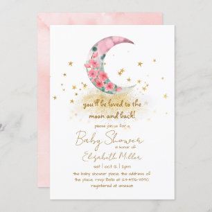 You'll Be Loved To The Moon And Back Baby Shower Invitation