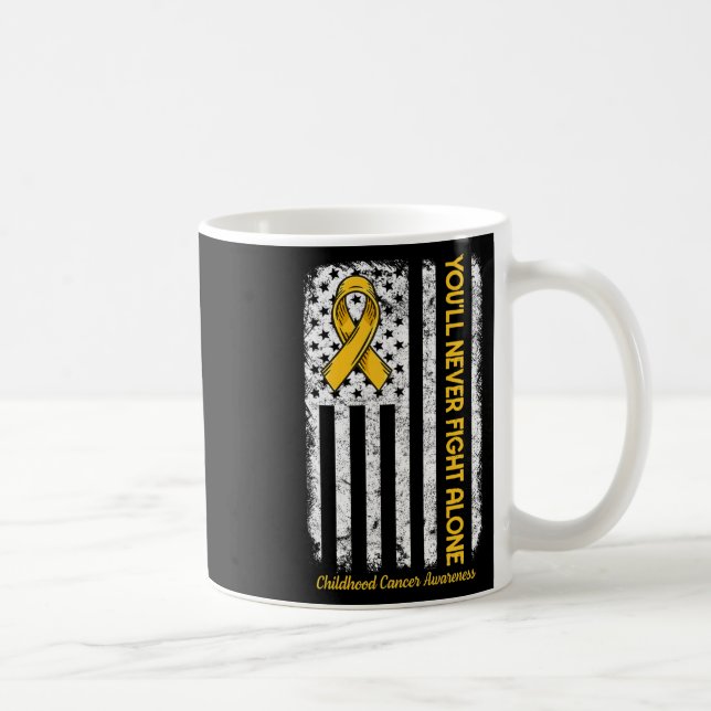 You'll Never Fight Alone Flag Childhood Cancer Awa Coffee Mug (Right)