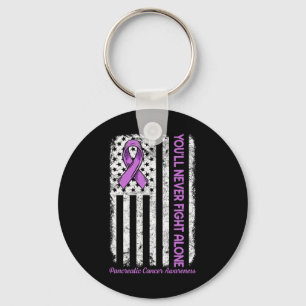 You'll Never fight Alone Flag Pancreatic Cancer Aw Key Ring