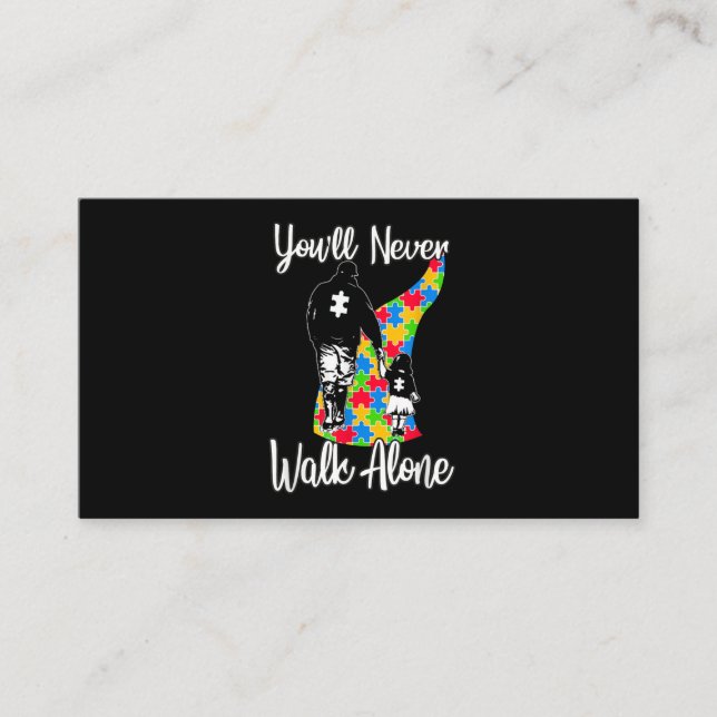 You'll Never Walk Alone Father Daughter Autism Business Card (Front)