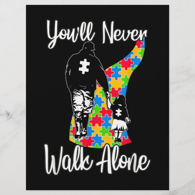 You'll Never Walk Alone Father Daughter Autism Custom Letterhead (Front)