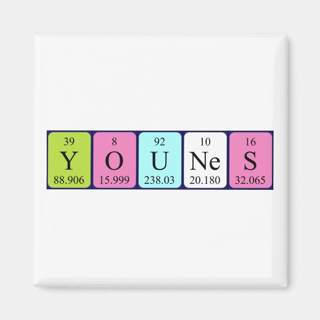 Younes periodic table name magnet (Front)