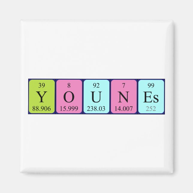 Younes periodic table name magnet (Front)