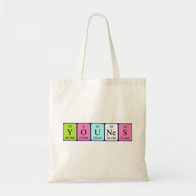 Younes periodic table name tote bag (Front)