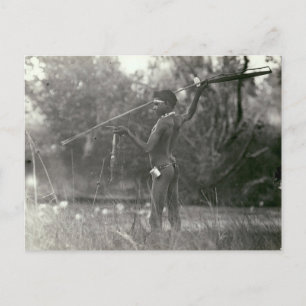 Young Aboriginal huter with spear and woomera Postcard