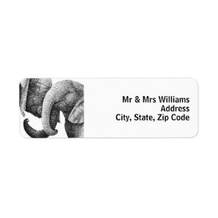 Young African Elephants Return Address Label