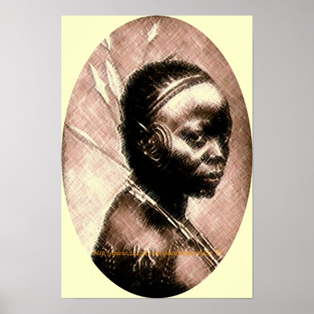 Young African Yuli Ikelemba girl-Cross Hatch art Poster (Front)