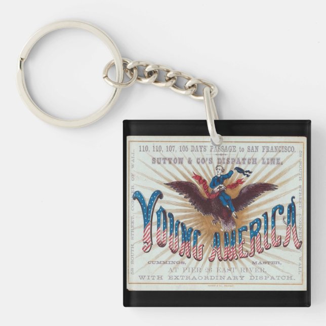 Young America Clipper Sailing ship Key Ring (Front)