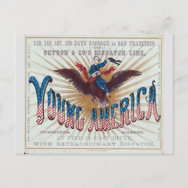 Young America Clipper Sailing ship Postcard (Front)