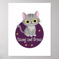 Young and brave Kawaii cute grey cat smiling 
