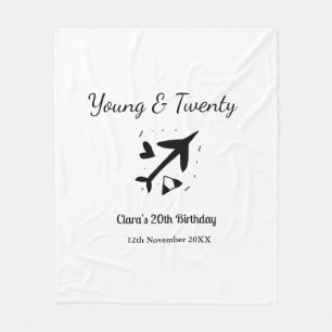 Young and twenty adventure happy birthday add name fleece blanket