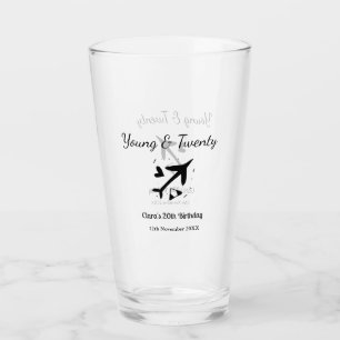 Young and twenty adventure happy birthday add name glass