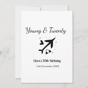 Young and twenty adventure happy birthday add name invitation