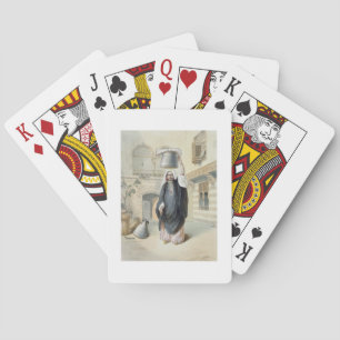 Young Arab Girl Returning from the Hammam in Cairo Playing Cards