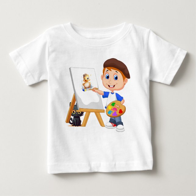 Young Artist and his Cat baby jersey t-shirt (Front)