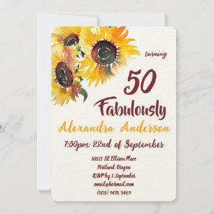 Young at Heart Sunflower Fabulous 50 Invitation