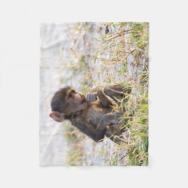 Young Baboon Fleece Blanket (Front)