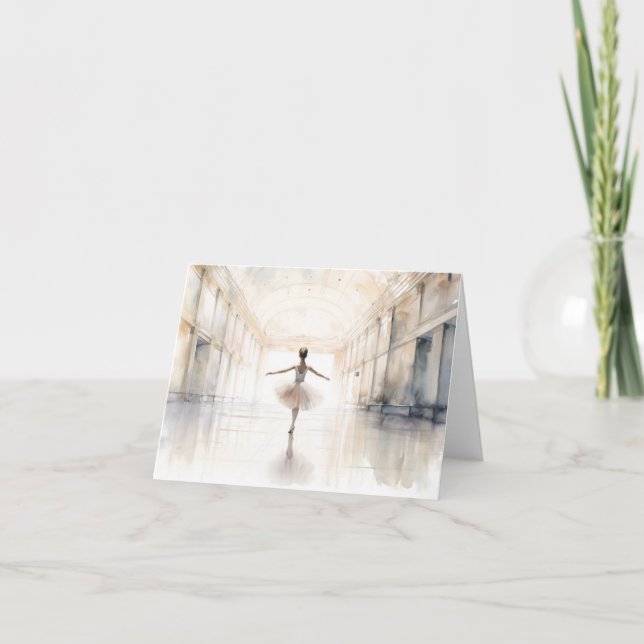 Young Ballerina Dancing BLANK  Card (Front)