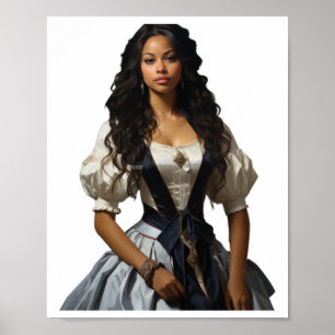 Young Beautiful Woman In Costume Sticker Poster