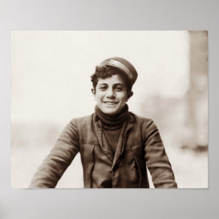 Young Bike Messenger - 1912 - Lewis Hine Poster