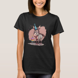 Young Birthday Donkey Costume with funny Cake T-Shirt