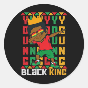 Young Black King Dab Kid African American Boy June Classic Round Sticker