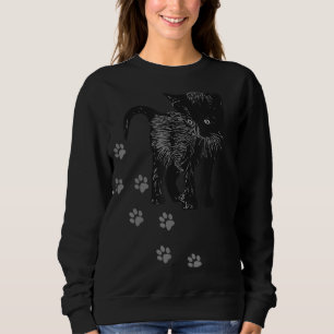 Young Black Kitten Cat Motif Print Animal Imprint  Sweatshirt