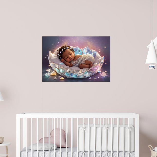 Young Black Princess Newborn Baby Girl Nursery Art Poster (Nursery 2)