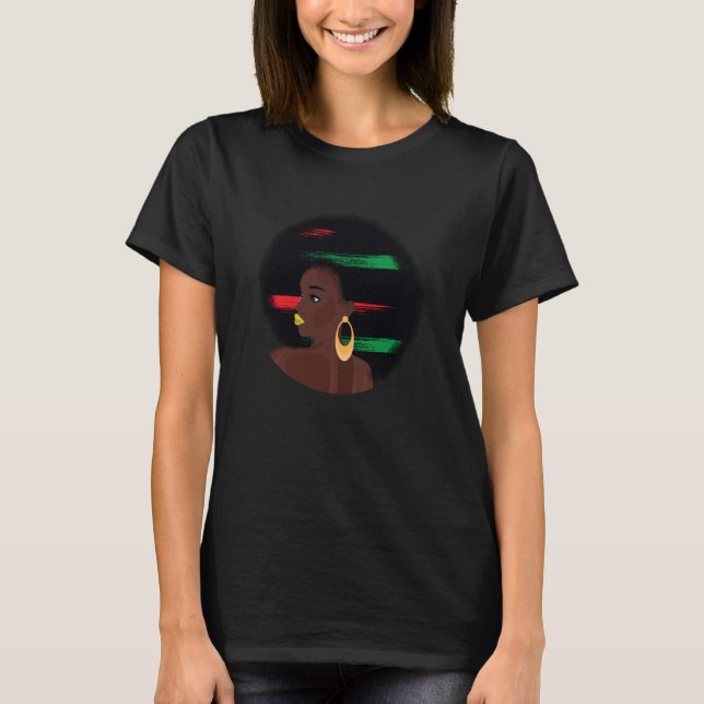 Young Black Queen Pan African Culture Black Histor T-Shirt (Front)