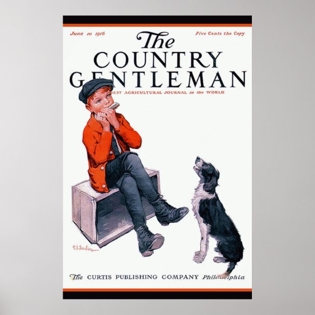 Young Boy & Border Collie~Country Gentleman Cover Poster (Front)
