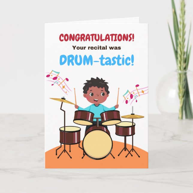 Young Boy Congratulations Drum Recital Cute Card (Front)