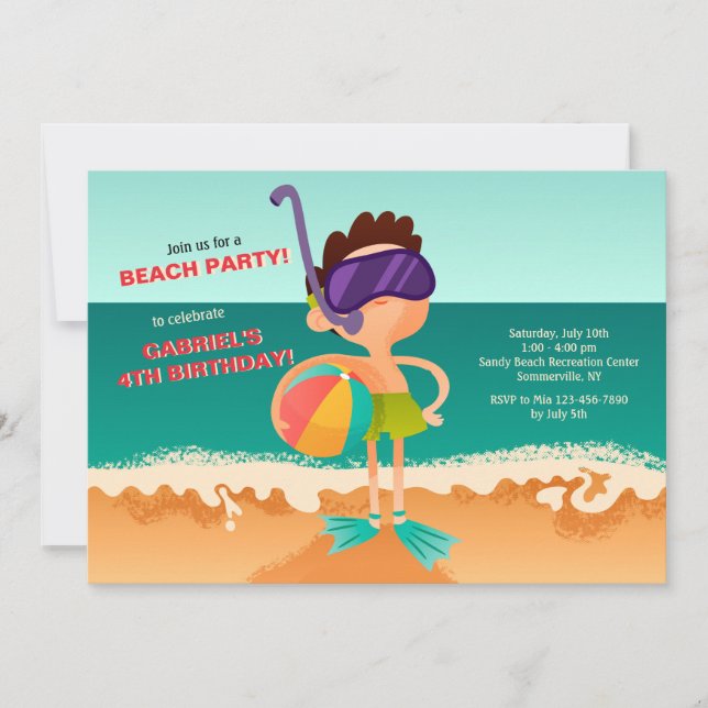 Young Boy on the Beach Invitation (Front)
