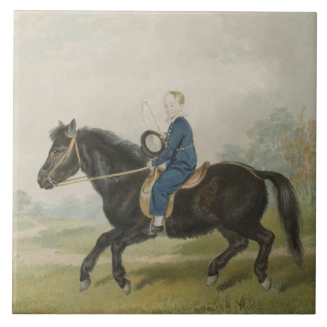 Young Boy Riding a Pony (by Penry Williams) Ceramic Tile (Front)