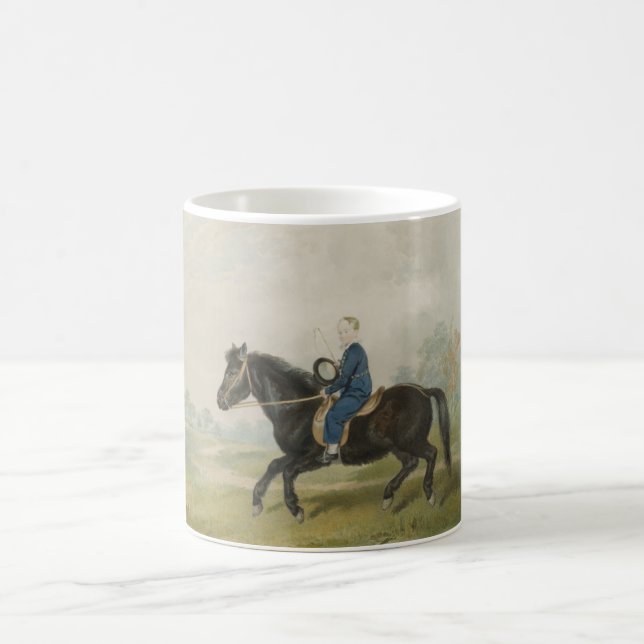 Young Boy Riding a Pony (by Penry Williams) Coffee Mug (Center)