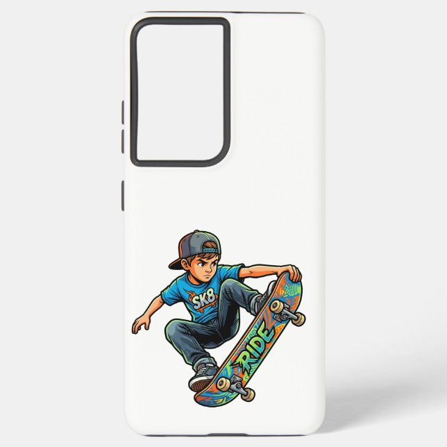Young Boy skateboarding Samsung Galaxy S21+ Case (Back)
