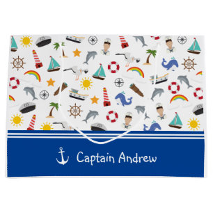 Young Boy's Captain Sailor Nautical Large Gift Bag