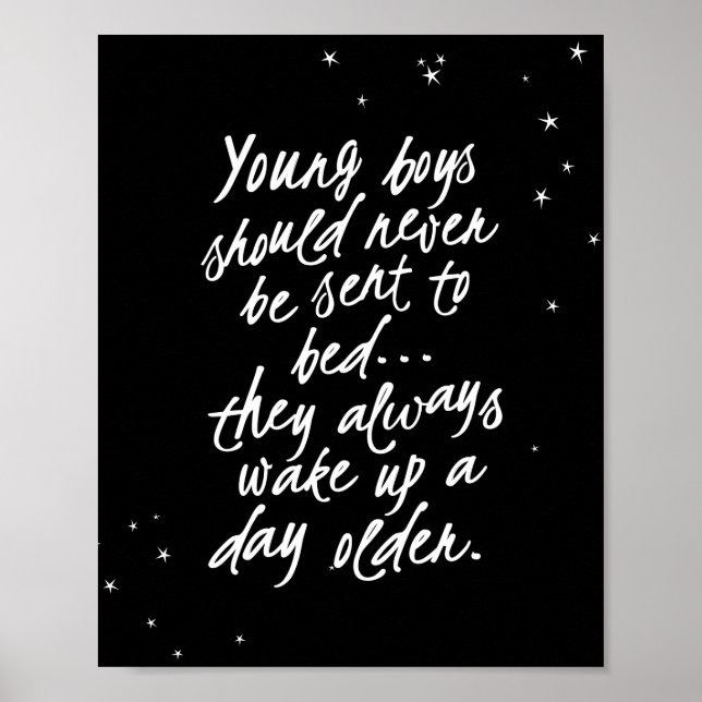 Young Boys Should Never Be Sent... Peter Pan Quote Poster (Front)