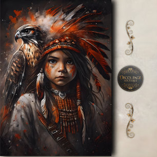 Young Brave & Eagle Headdress Decoupage Tissue Paper