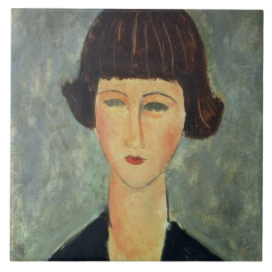 Young Brunette, 1917 (oil on canvas) Ceramic Tile