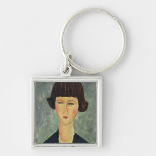 Young Brunette, 1917 (oil on canvas) Key Ring