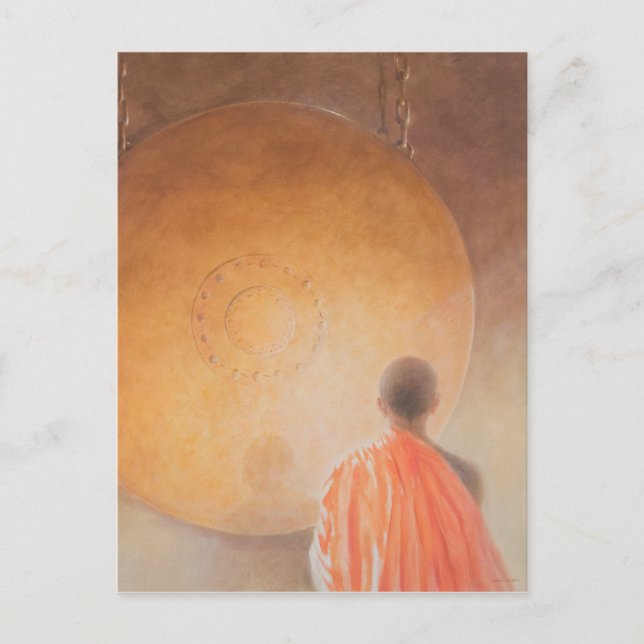 Young Buddhist Monk and Gong Bhutan 2010 Postcard (Front)