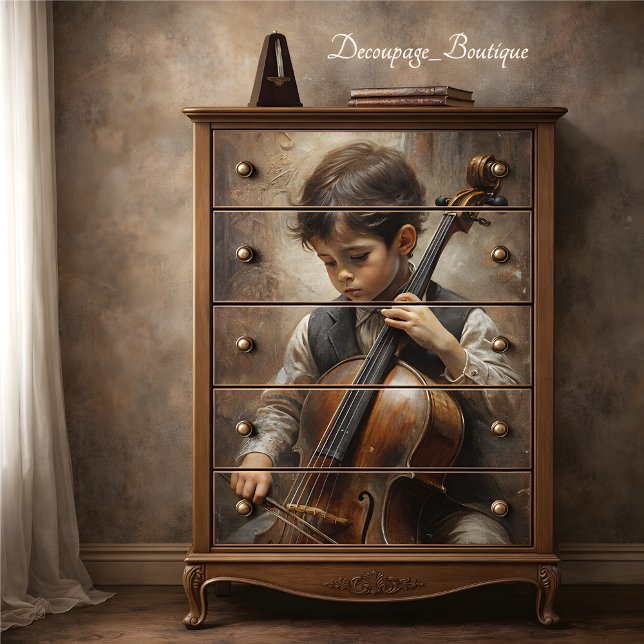 Young Cellist Decoupage Tissue Paper (Young Cellist Decoupage Tissue Paper Mockup)