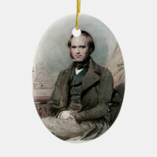 Young Charles Darwin Portrait Oval Ornament