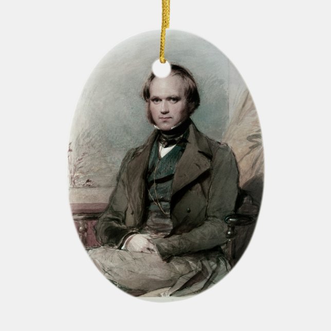 Young Charles Darwin Portrait Oval Ornament (Front)