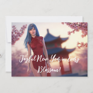Young Cheongsam Beauty Posing for Chinese New Year Holiday Card