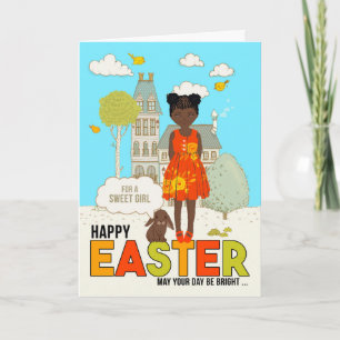 Young Child African American Girl Easter Card