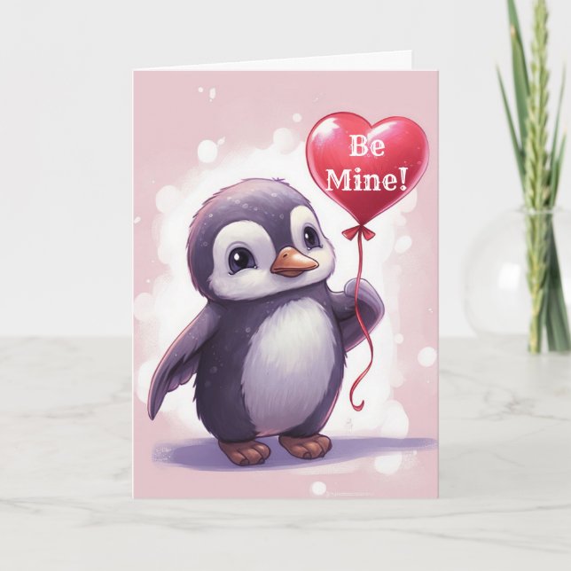 YOUNG CHILD PENGUIN VALENTINE CARD (Front)